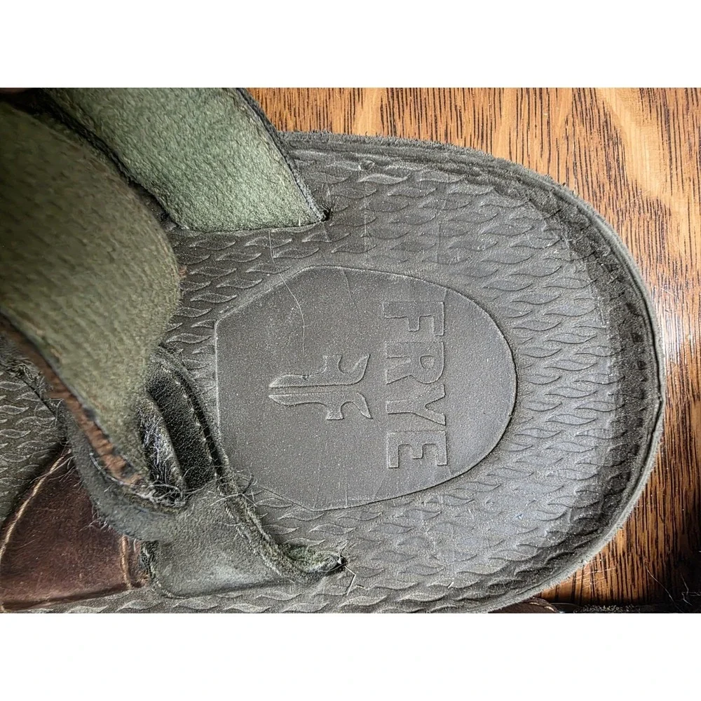 Vtg Frye Leather Fisherman Sandals Brown Adjustable Hook Loop Mens 10.5 Est